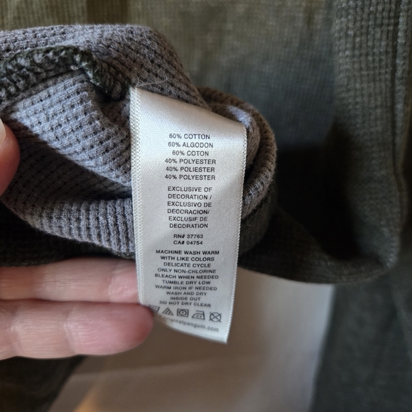 Original Penguin Green Men's Long Sleeve Thermal Shirt Size Medium - Picture 6 of 6